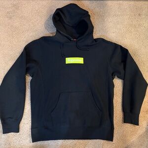 Supreme Box Logo Hoodie Black Neon Green XL